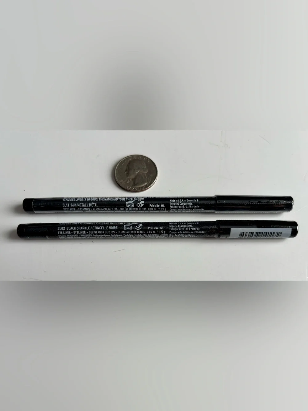 NWT NYX Eyeliner Pencils in Gun Metal and Black Sparkle, set of 2